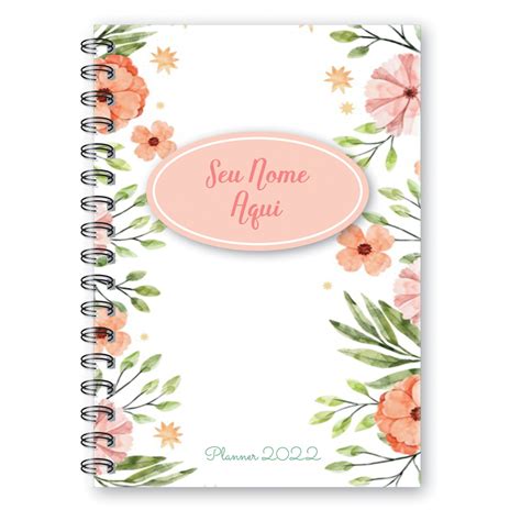 Planner Personalizado Agenda Auto Cuidados Aquarela Floral Elo