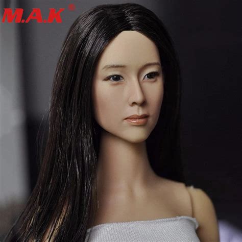 16 Scale Asian Women Female Girl Young Lady Head Sculpt With Black Long Hair For 12action