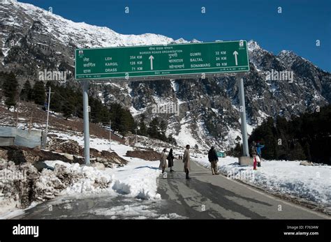 Road to Sonamarg from Srinagar in winter Kashmir India Asia Stock Photo ...