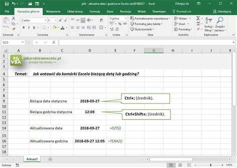 Jak Wstawi Do Kom Rki Excela Bie C Dat Lub Godzin Jak Zrobi W Hot Sex