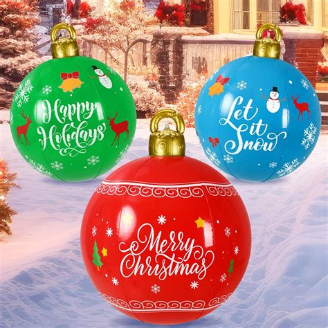 Jetec 3 Pcs Inflatable Christmas Ball Giant Pvc Inflatable