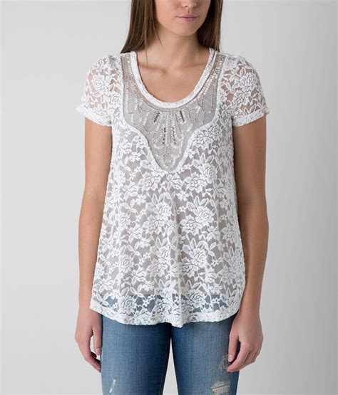 Daytrip Lace Top Womens Shirtsblouses In Cream Buckle