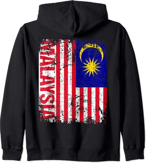 MALAYSIA Flag Vintage Distressed MALAYSIA Zip Hoodie : Amazon.co.uk ...