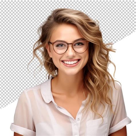 Premium Psd A Woman Wearing Glasses And A Shirt With A White Shirt