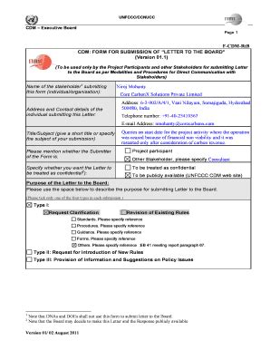 Fillable Online Cdm Unfccc F CDM RtB Name Of The Stakeholder1