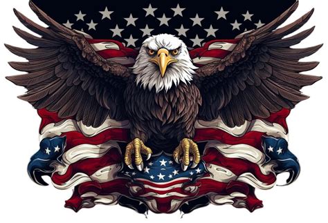 Premium Vector | Eagle vector with american flag in the background