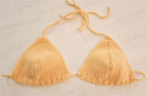 Handgemachte häkeln Vanille gelb Bikini Set groß 38 bis 40 Büste 30 bis 32 Taille Muster von