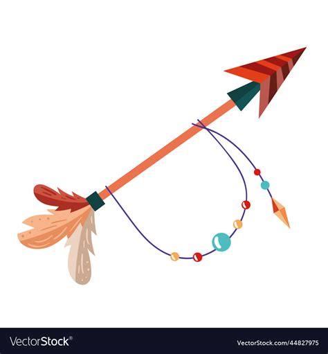 Arrow With Feathers Boho Style Royalty Free Vector Image