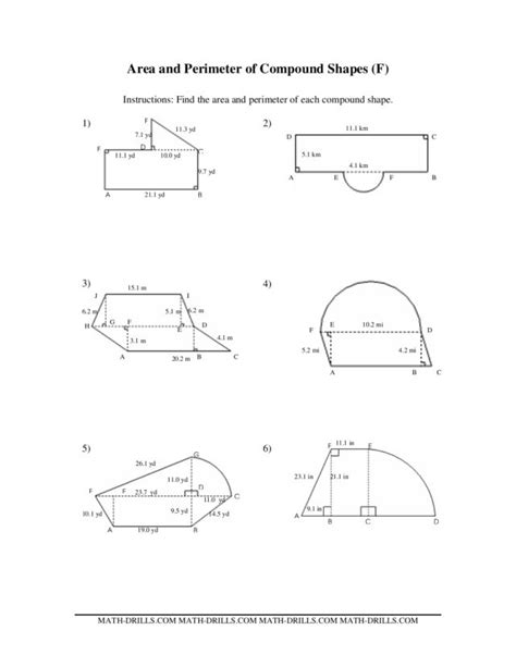 Area Of Composite Figures Worksheet Answers Area Of Compound Shapes 1