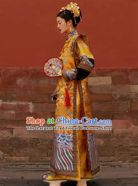 China Qing Dynasty Manchu Queen Garment Costumes Ancient Imperial