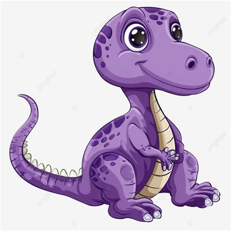 Cute Purple Little Dinosaur Cartoon Sitting, Adorable, Animals, Baby ...