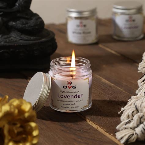 Ovg Aroma Candle Jar Organic Soy Wax Fragrance Lavender Burning Time Up To 30 Hours Scented