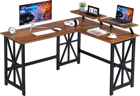 L Shaped Desk With 2 Removable Shelves Reversible Computer Gaming