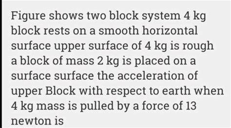 Figure Shows Two Block System 4 Kg Block Rests On A Smooth Horizontal