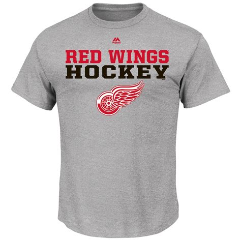 Mens Detroit Red Wings Majestic Gray Feel The Pressure T Shirt