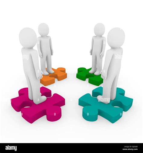 D Men Puzzle Teamwork Stock Photo Alamy