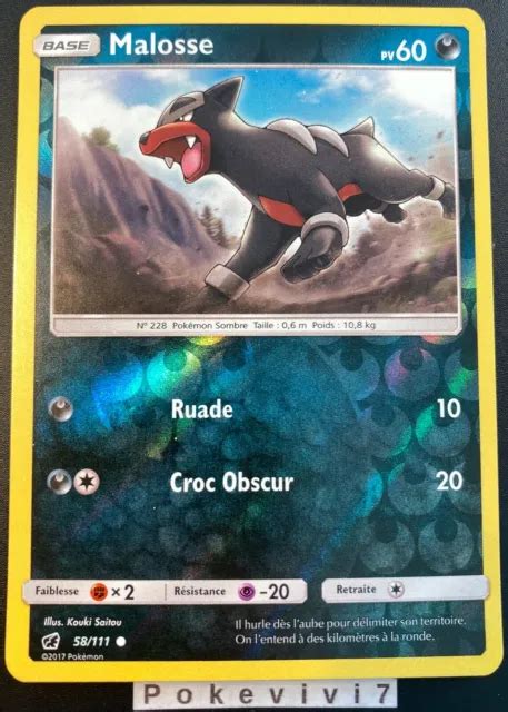 CARTE POKEMON MALOSSE 58 111 REVERSE Soleil Et Lune 4 SL4 FR NEUF EUR 1