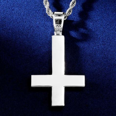 Upside Down Cross Pendant In White Gold Helloice