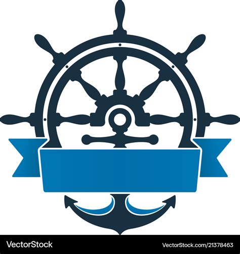 Ship Wheel And Anchor With Label Royalty Free Vector Image