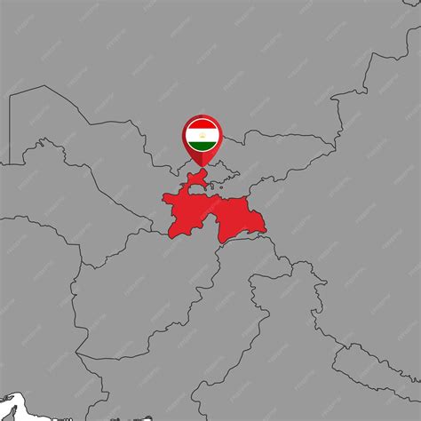Карта булавки с флагом таджикистана на карте мира векторная иллюстрация ...