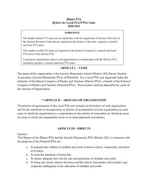 Fillable Online Illinois Pta Bylaws For Local Pta Ptsa Units PDF Free