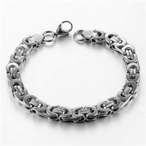 Stainless Steel Byzantine Bracelet Fashion Jewelry Width 8 5mm Length