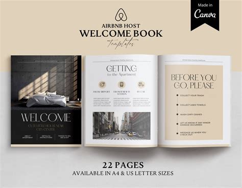 Airbnb Guest Book Template Airbnb Welcome Book Canva Etsy