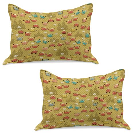 Crabs Knitted Quilt Pillowcover Set Of Themed Cartoon Style Crabs