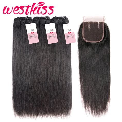 West Kiss 3 Feixes De Cabelo Virgem Brasileiro Fechamento Cor