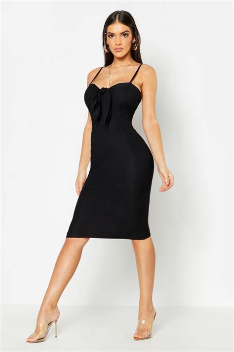 Basic Tie Front Midi Dress Boohoo Uk