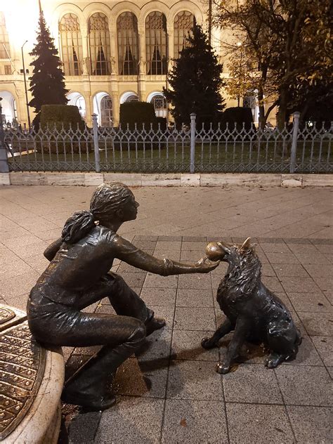 A statue in Budapest, Hungary dedicated to the ancient art of 'No take ...