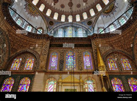 Ceiling Inside Blue Mosque Sultan Ahmed Mosque Istanbul Turkey