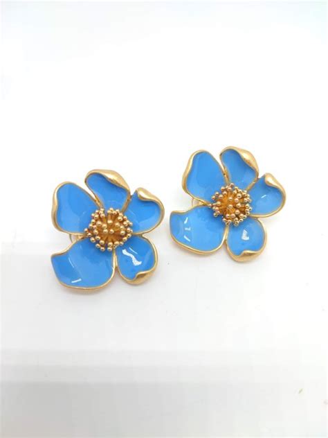 Oscar De La Renta Enamel Flower Boucles D Oreilles Catawiki