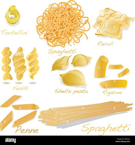 Set Of Pasta Shapes Vector Illustration Stock Vector Image And Art Alamy