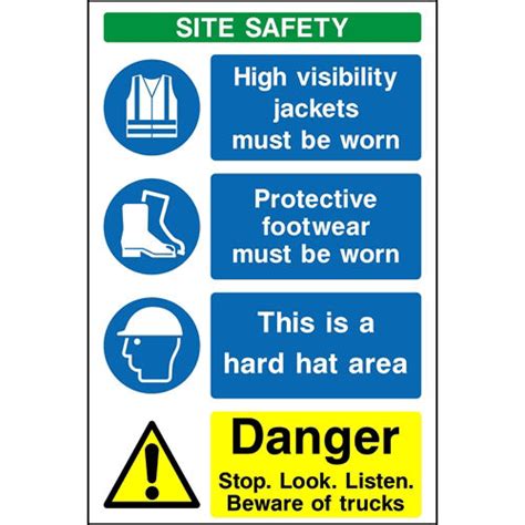 Kpcm Site Safety Danger Stop Look Listen Beware Of Trucks Sign