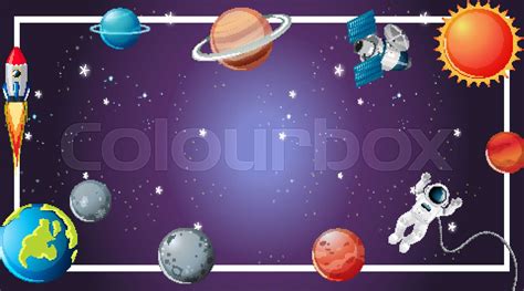 Solar system border scene | Stock vector | Colourbox