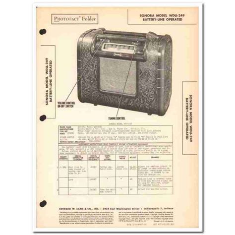 Sonora Model Wdu 249 Portable 4 Tube Am Radio Sams Photofact Manual On