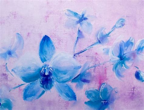 Blue orchid. Painting by Tatsiana Yelistratava | Saatchi Art