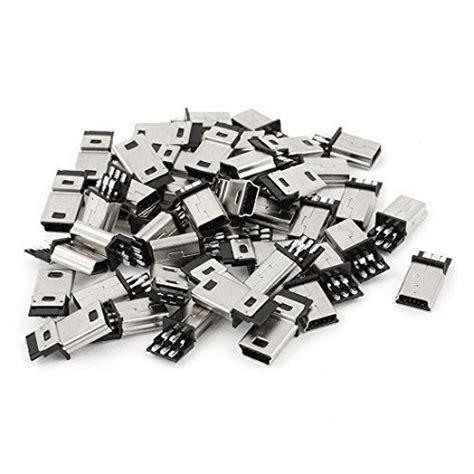 Getuscart Uxcell 45pcs Mini Usb 5pin Type B Male Connector Pcb Mount Socket