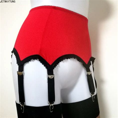 Alacki Vintage Garter Belts Plain Color 6 Straps Suspender Belt 5