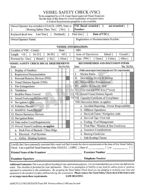 vessel safety check form