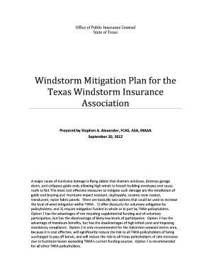 Fillable Online Windstorm Mitigation Plan for the Texas Windstorm Fax ...