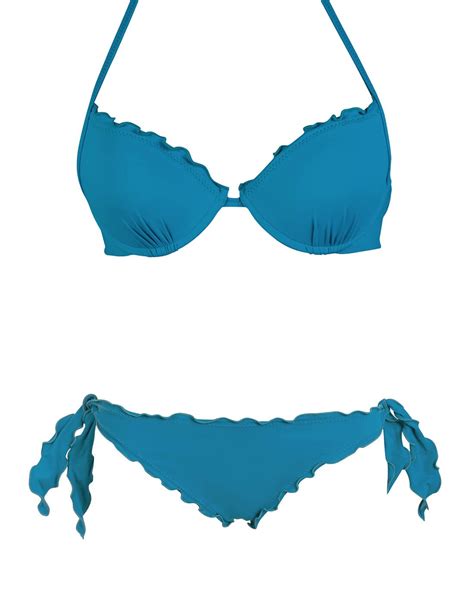 Bikini Super Push Up Frou Frou Con Slip O Brasiliana Fiocchi Petrolio