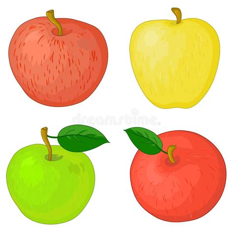 Fije De Manzanas Rojas Amarillas Y Verdes Colecci N De Icono Colorido