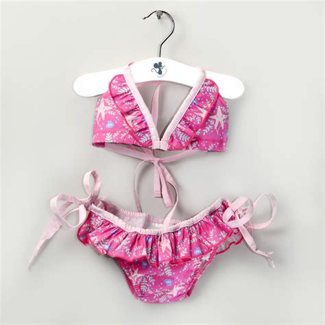 Bikini Bambina Stampa Stelle Marine Fucsia Topettino