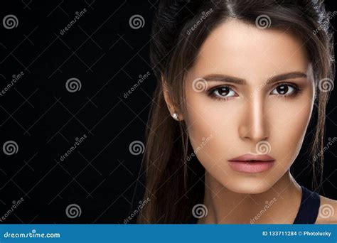 Gorgeous Woman With Perfect Skin And Makeup After Beauty Salon Stock