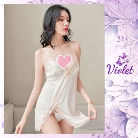 Jual Violet Lingerie Sexy Wanita V Neck Transparant Baju Tidur Wanita