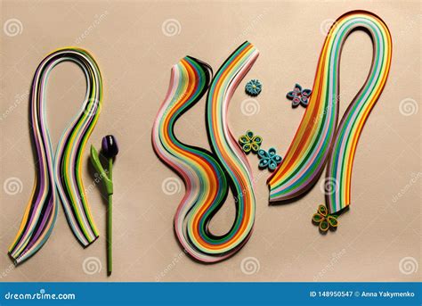 Set of Color Strips for Quilling with a Sample of Paper Flowers this ...