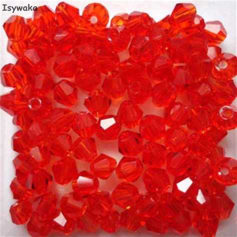 Isywaka Sale Red Color Pcs Mm Bicone Austria Crystal Beads Charm