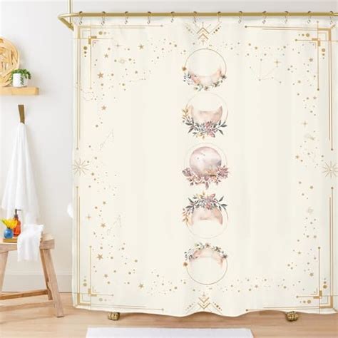 Amazon Olebety Pcs Celestial Black Shower Curtain Set Rose Gold